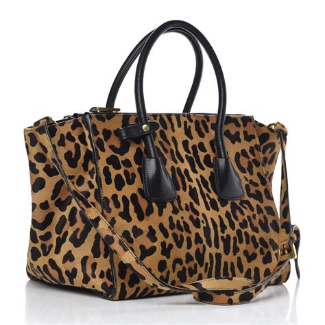 prada leopard print tote|PRADA Cavallino Leopard Print Twin Pocket Tote Miele.